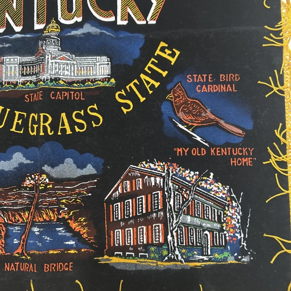 NEAT OLDER VTG BLACK FELT BANNER 